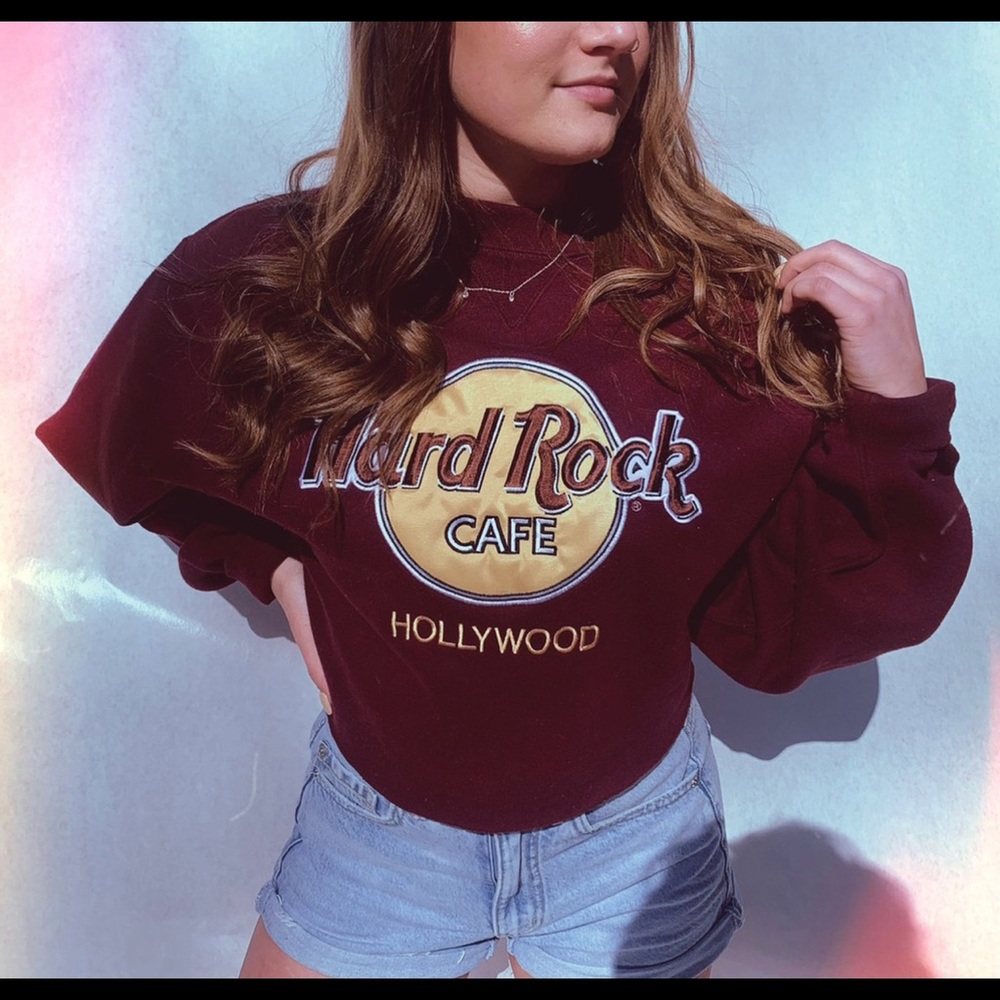 Cropped Hard Rock Cafe Hollywood Crewneck